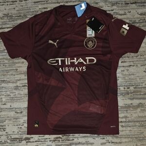 Puma Men's Maroon Football Jersey with Gold Accents
